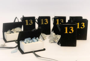 Small Black Boxes with the Number 13 in Gold for Bar Mitzvah