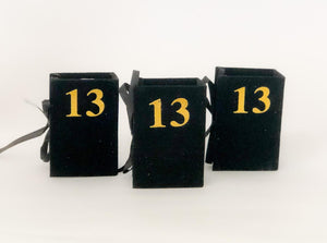 Small Black Boxes with the Number 13 in Gold for Bar Mitzvah
