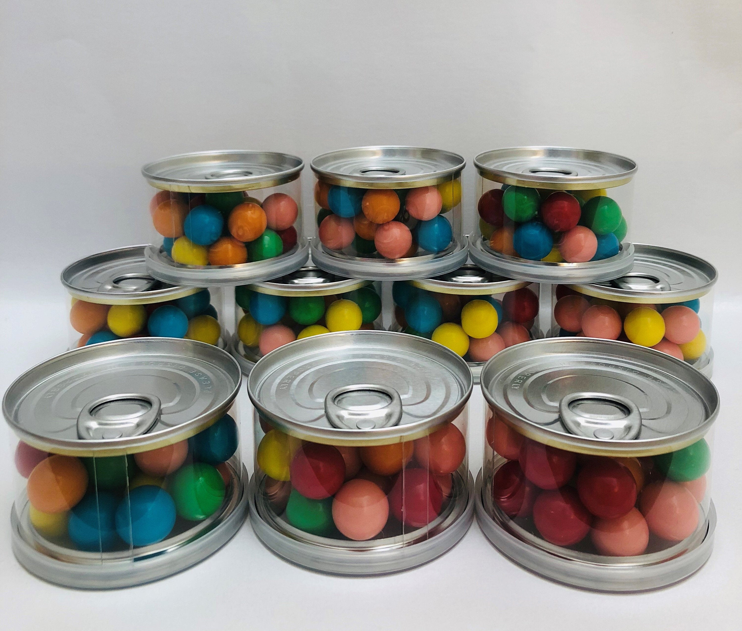 Unique Canning Look Alike Boxes, Transparent Round Plastic Tin Boxes