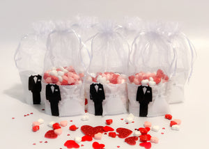 Wedding Favors White Bride And Groom Bags