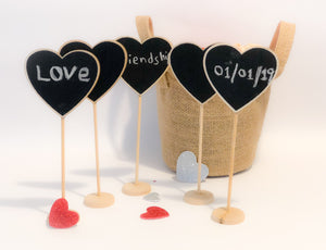 Wooden Heart Shaped Standing Chalkboard with a Base