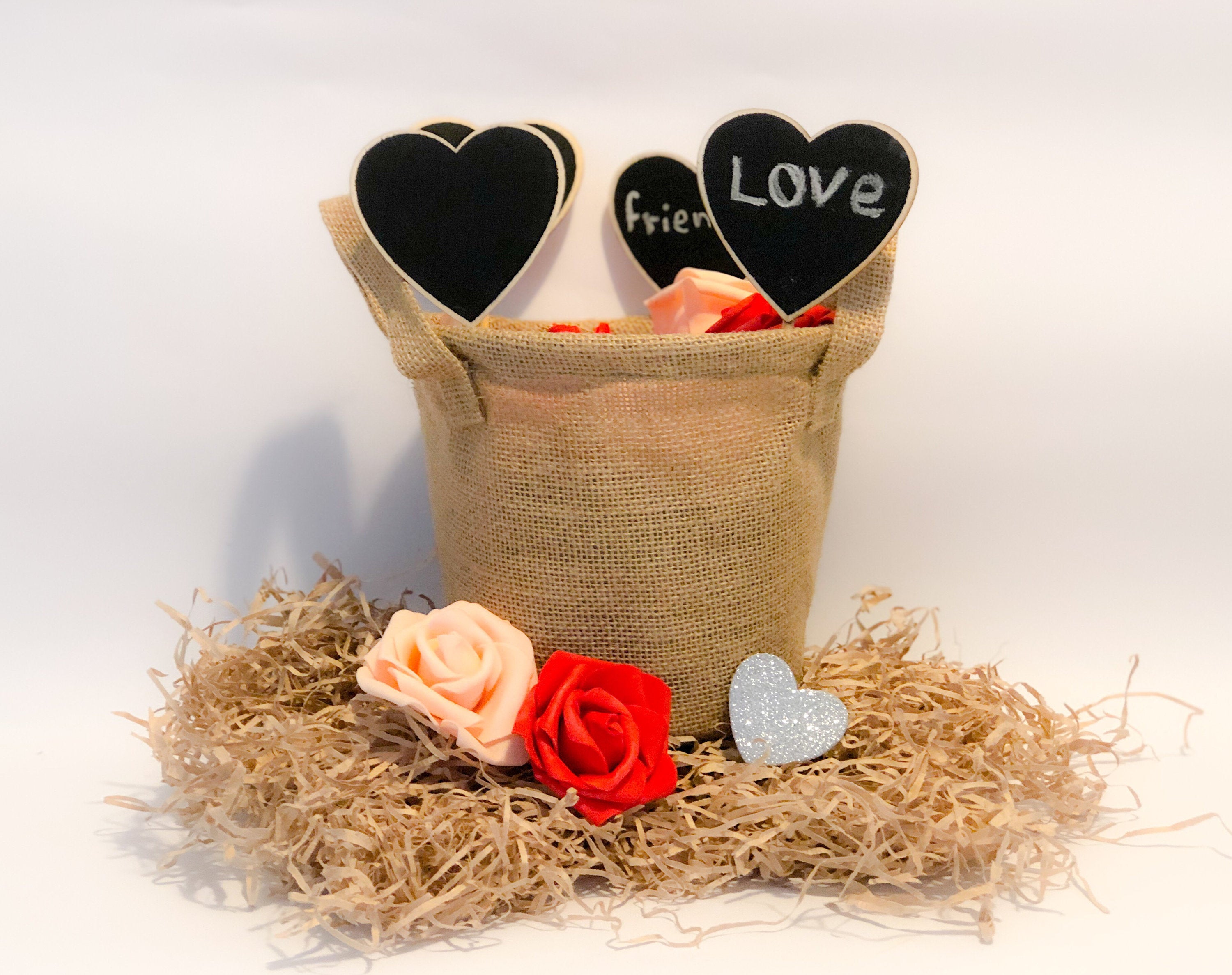 Wooden Heart Shaped Standing Chalkboard with a Base