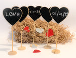 Load image into Gallery viewer, Wooden Heart Shaped Standing Chalkboard with a Base
