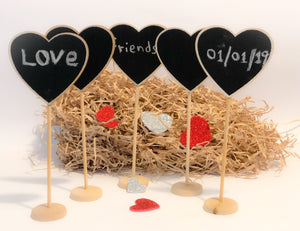 Wooden Heart Shaped Standing Chalkboard with a Base