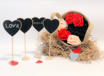 Load image into Gallery viewer, Wooden Heart Shaped Standing Chalkboard with a Base
