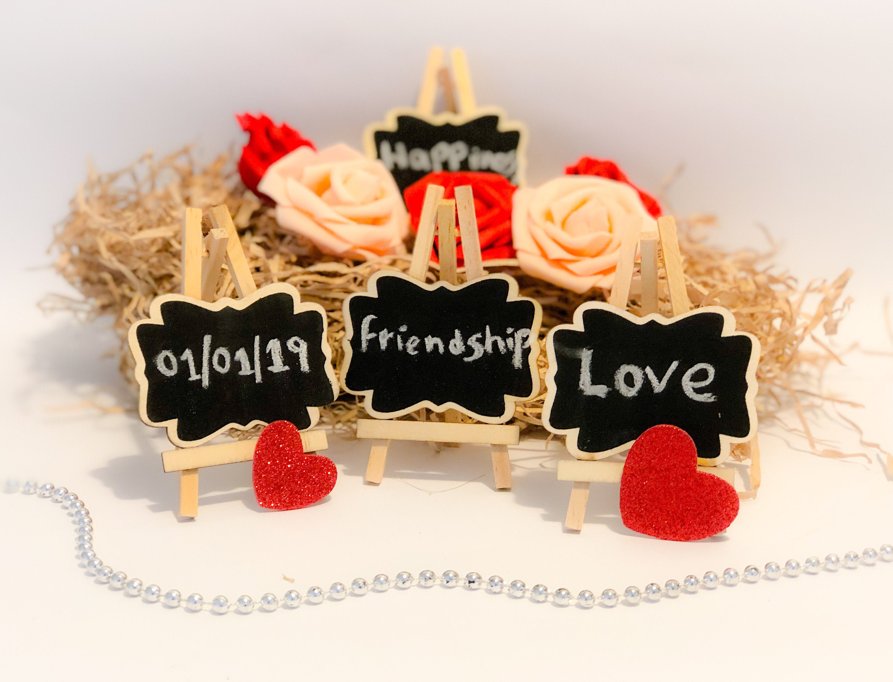 Small Wooden Rectangle Chalkboards with a Stand