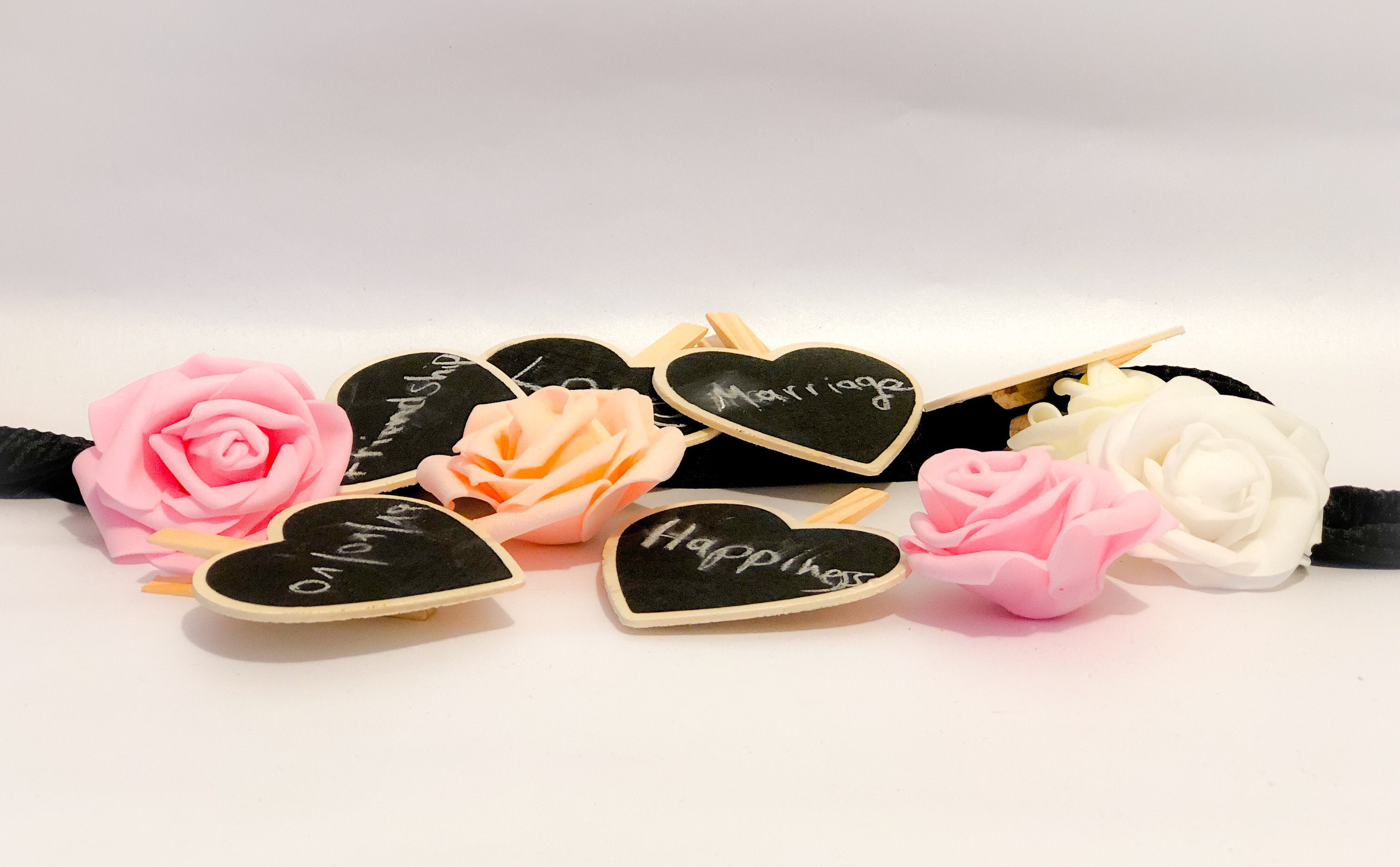 Set of Wooden Heart Shaped Chalkboard Clothespin