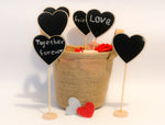 Load image into Gallery viewer, Wooden Heart Shaped Standing Chalkboard with a Base
