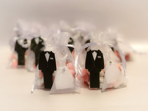 Small Bride and Groom White Organza Bags