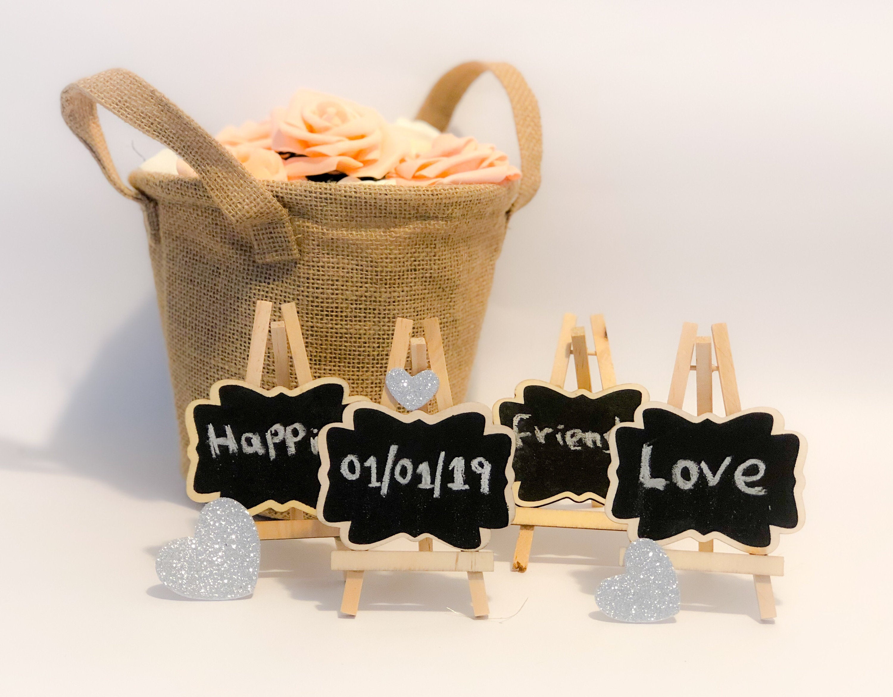 Small Wooden Rectangle Chalkboards with a Stand