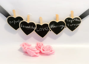 Set of Wooden Heart Shaped Chalkboard Clothespin
