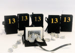 Load image into Gallery viewer, Small Black Boxes with the Number 13 in Gold for Bar Mitzvah
